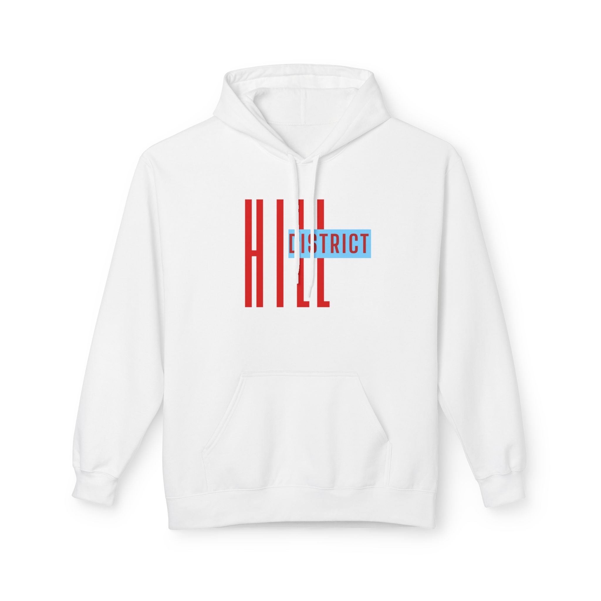 HILL District Hoodie — Retro Red & Blue 'HILL' Streetwear Pullover