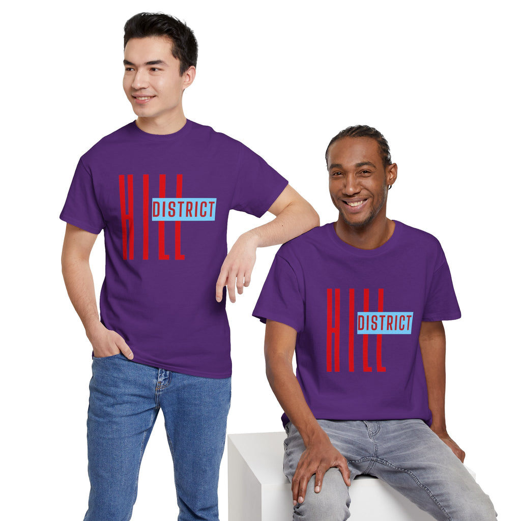 Hill District T-Shirt — Retro Red & Blue 'DISTRICT' Graphic Tee