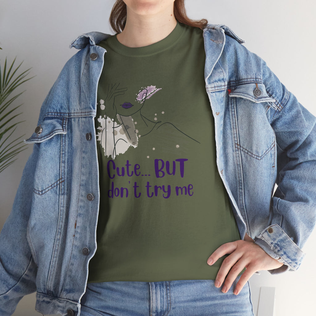 T‑Shirt — Cute… but don’t try me | Minimal Floral Graphic Tee