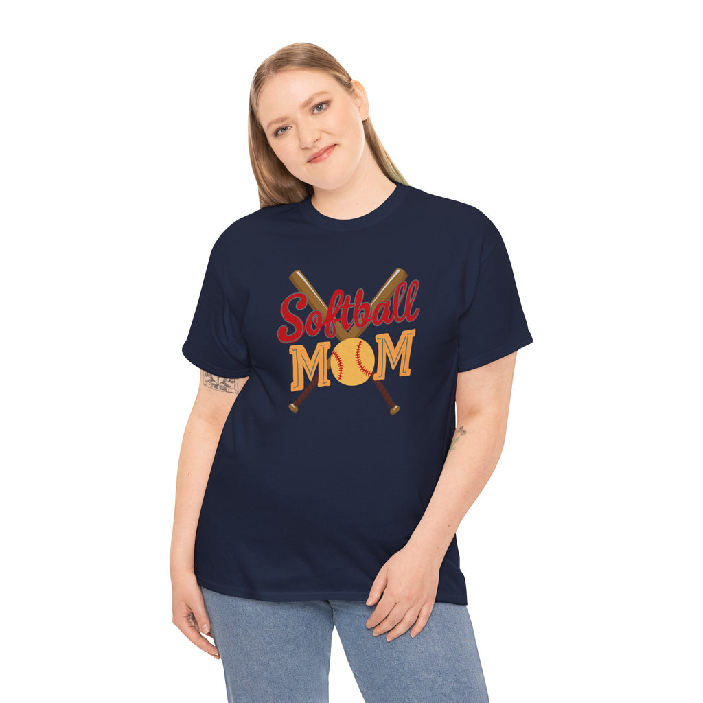 Softball Mom T‑Shirt — Retro Crossed Bats & Ball Tee for Proud Moms
