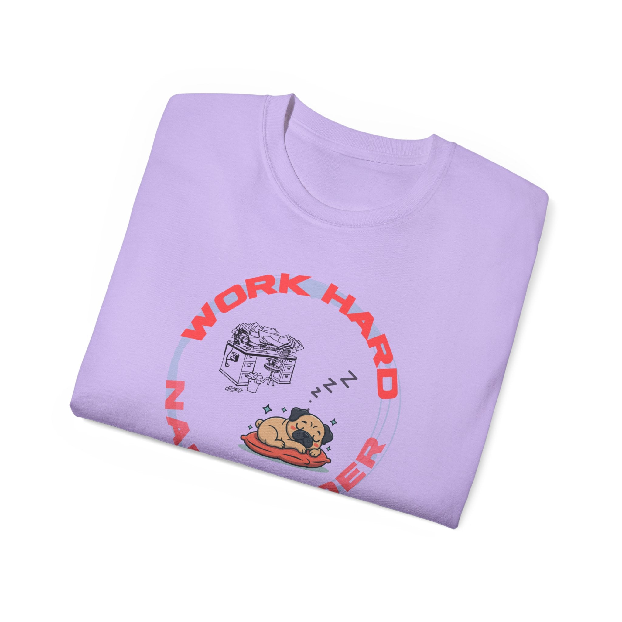 Work Hard Nap Harder T‑Shirt — Funny Sleep Lover Graphic Tee