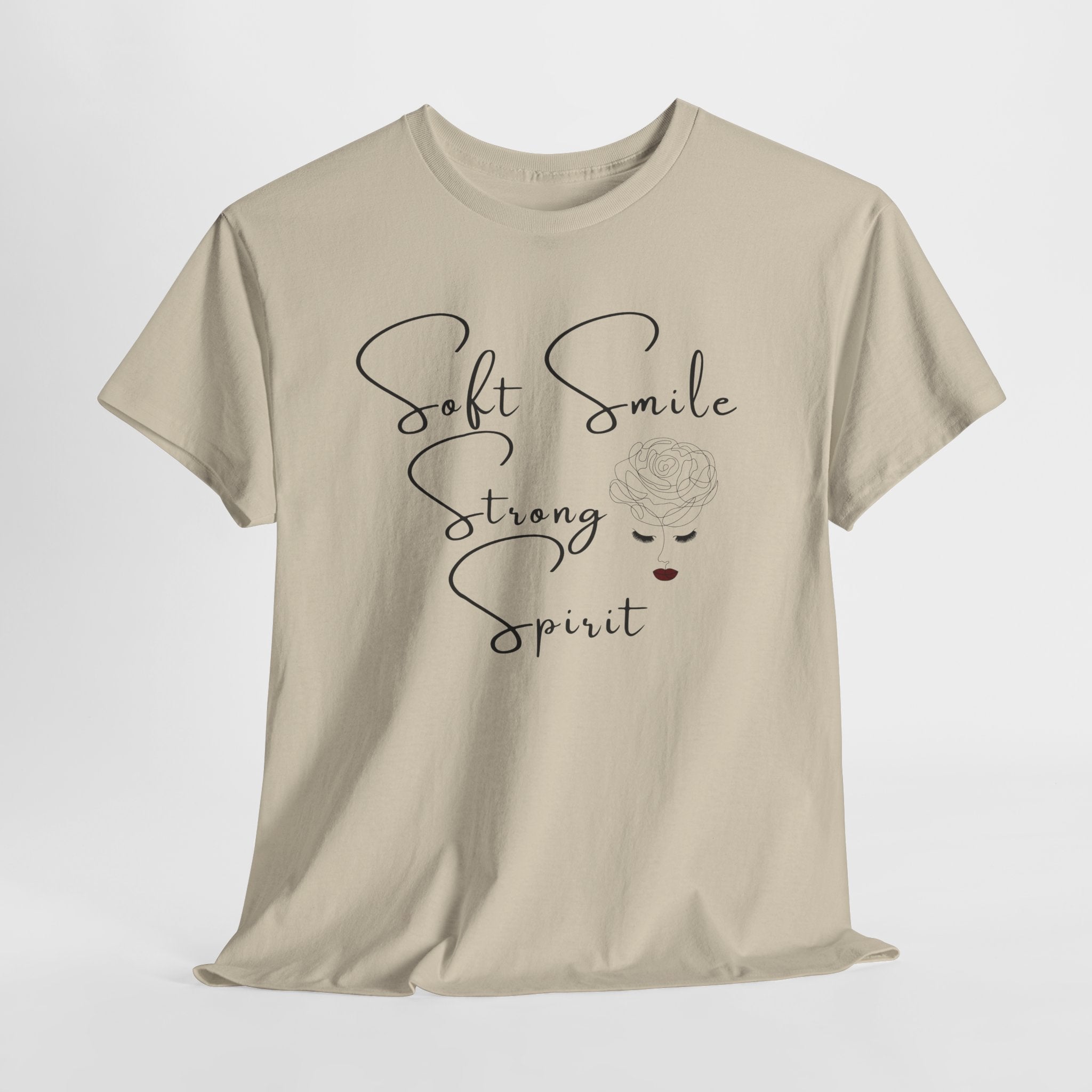 Soft Smile Strong Spirit Tee — Minimal Line Art Inspirational T-Shirt