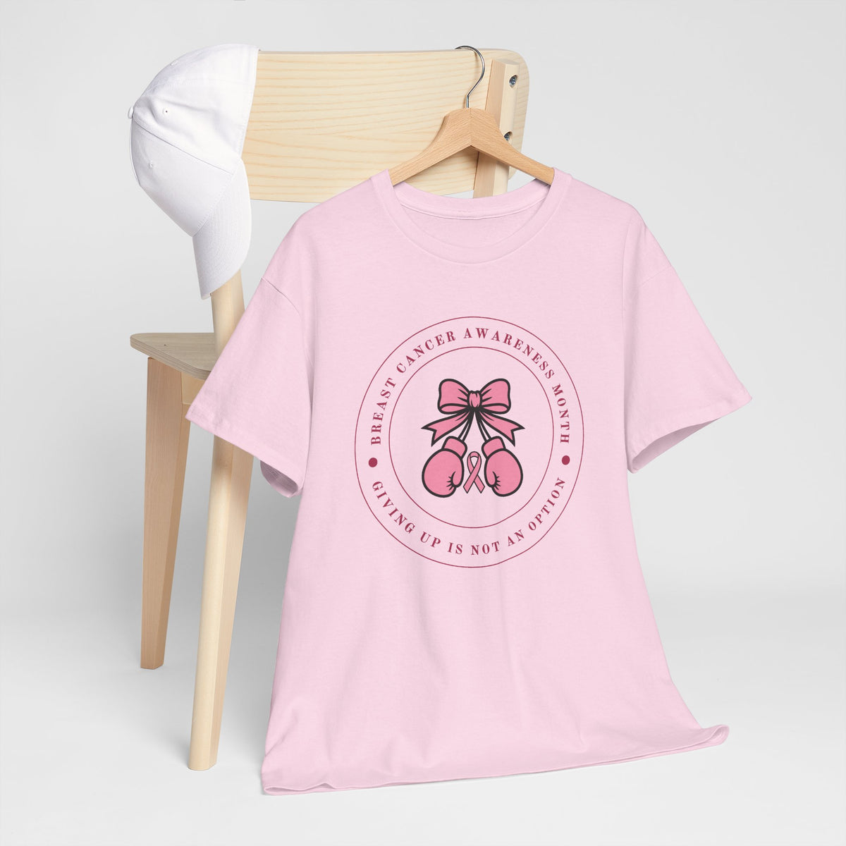 Breast Cancer Awareness T-Shirt — “Giving Up Is Not An Option” Pink Ribbon Tee