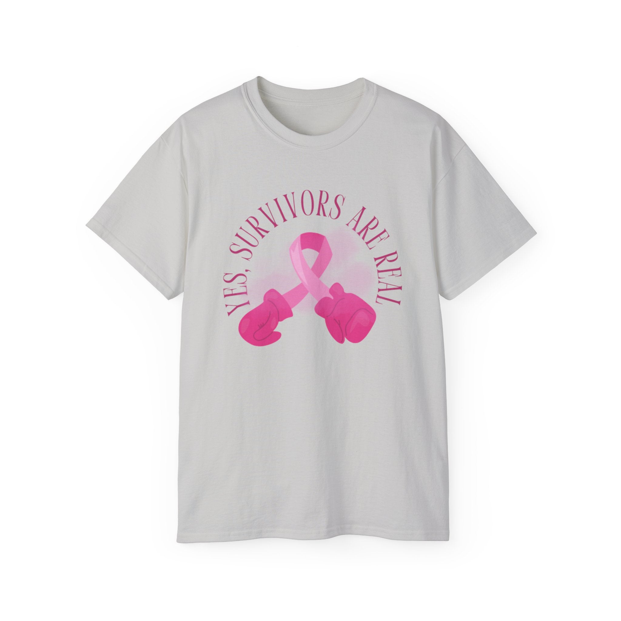 Breast Cancer Survivors Are Real T-Shirt — Pink Ribbon Boxing Gloves Tee