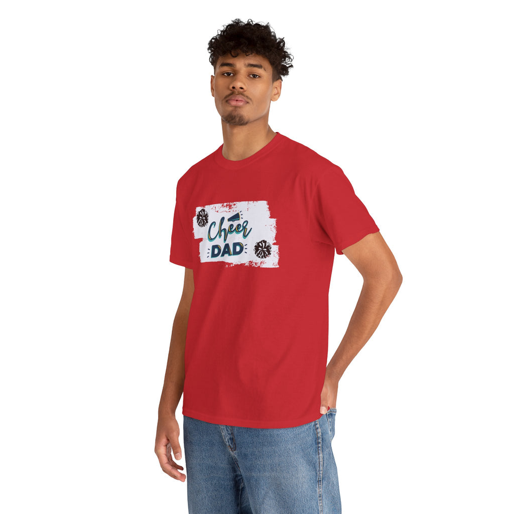 Cheer Dad T-Shirt — Cheerleading Dad Tee with Pom-Poms, Father's Day Gift