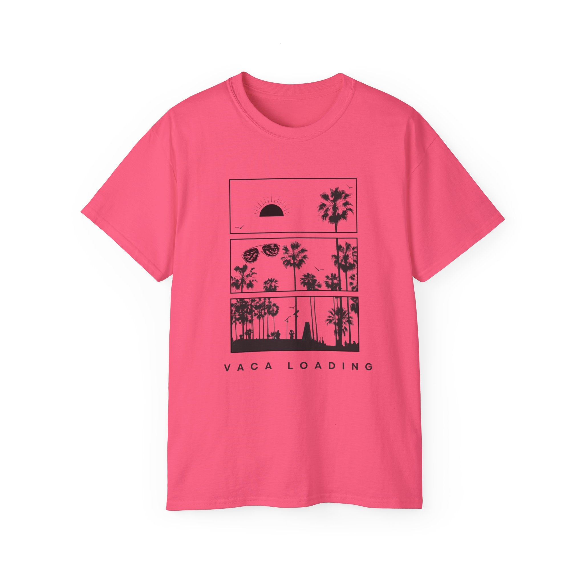 Vacation Loading T‑Shirt — Retro Palm & Sunset Graphic Tee