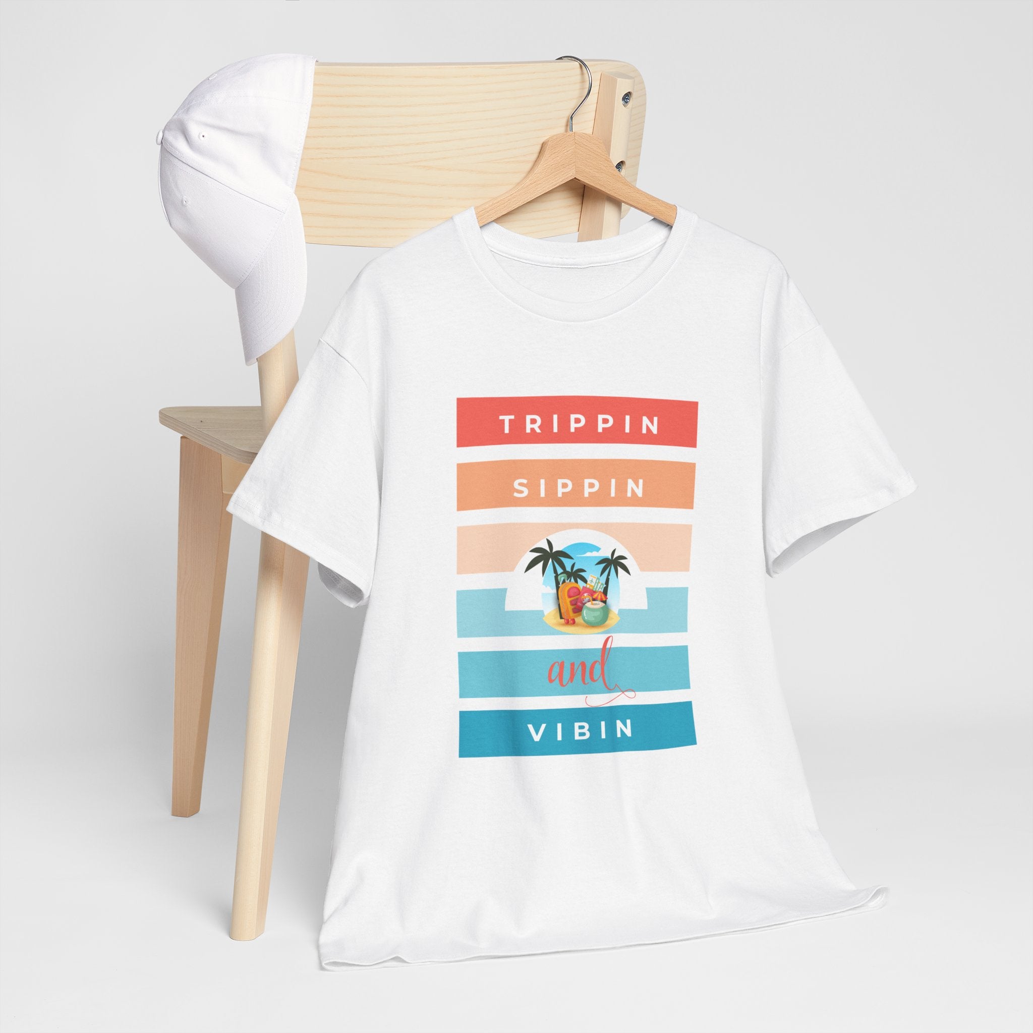 Trippin Sippin and Vibin Tropical Tee