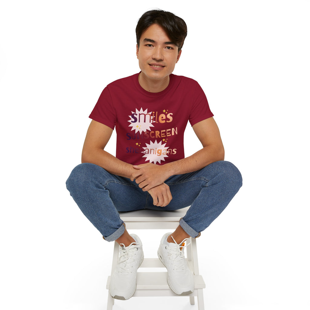 Smiles Sunscreen Shenanigans Tee — Fun Summer Beach Shirt