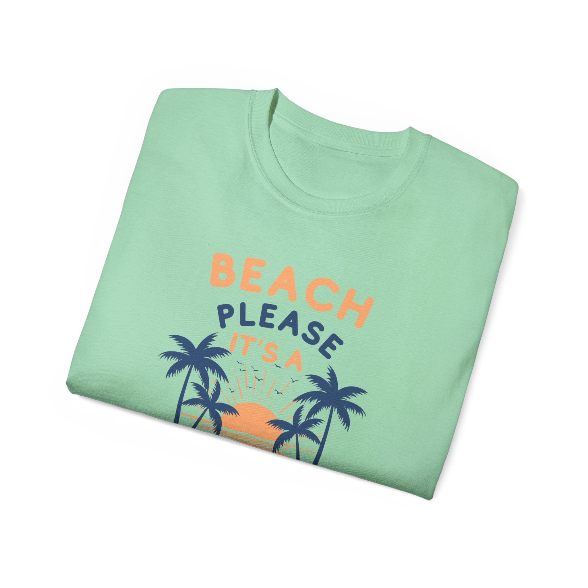 Beach Please It's a Girl's Trip Tee — Tropical Palm Sunset Vacation Shirt