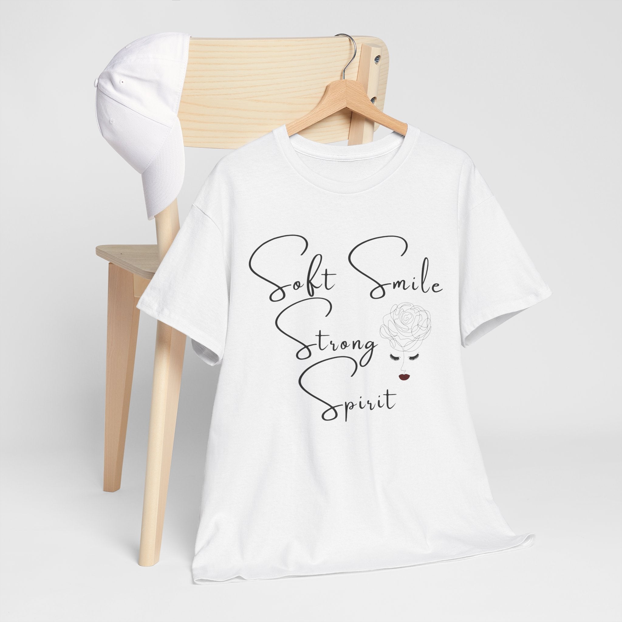 Soft Smile Strong Spirit Tee — Minimal Line Art Inspirational T-Shirt