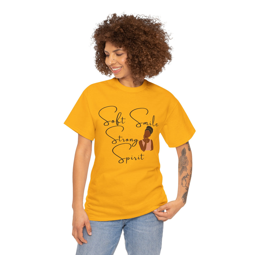Soft Smile Strong Spirit Tee — Minimal Line Art Inspirational T-Shirt
