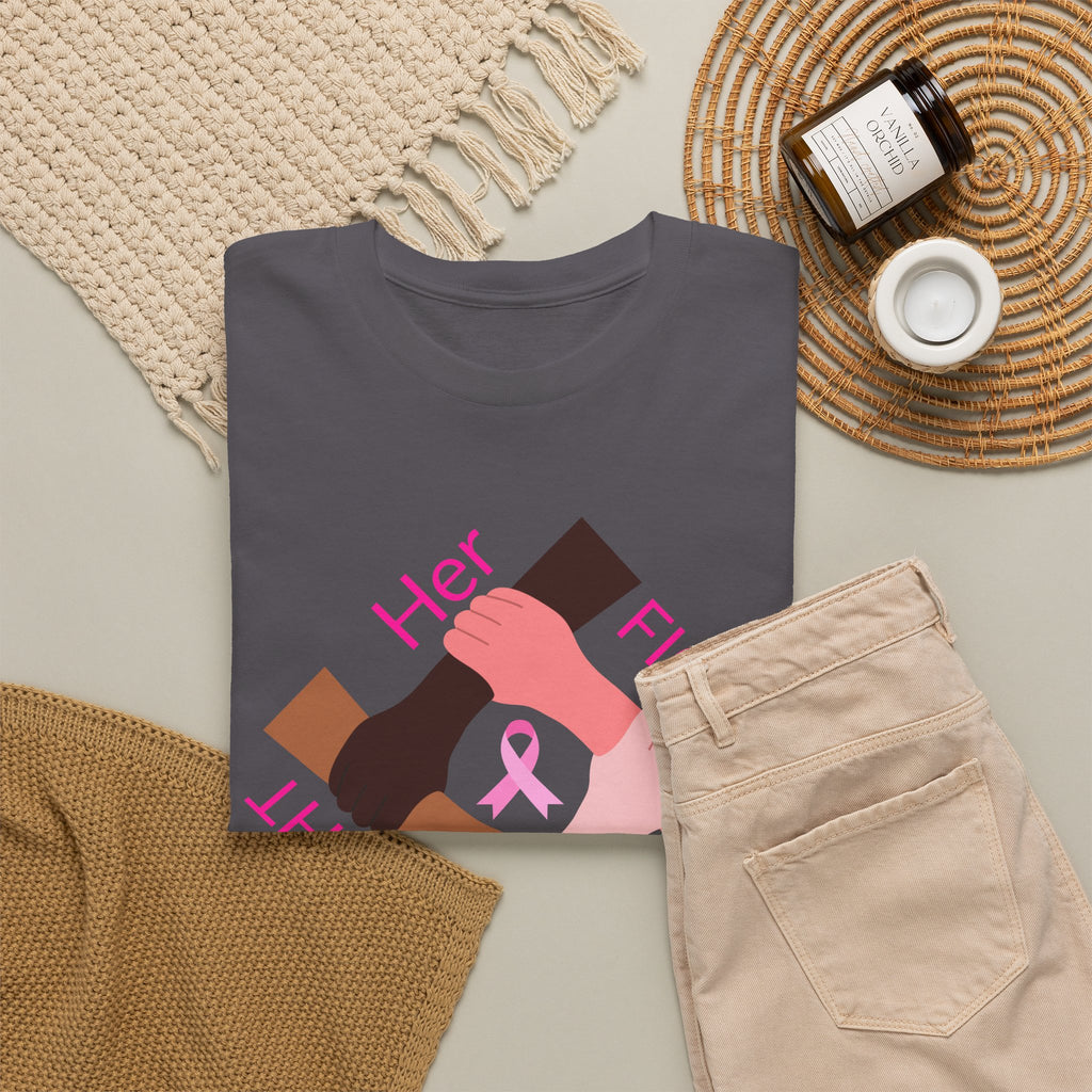 Breast Cancer Awareness Tee — “Our Fight Is Her Fight” Pink Ribbon Support Shirt