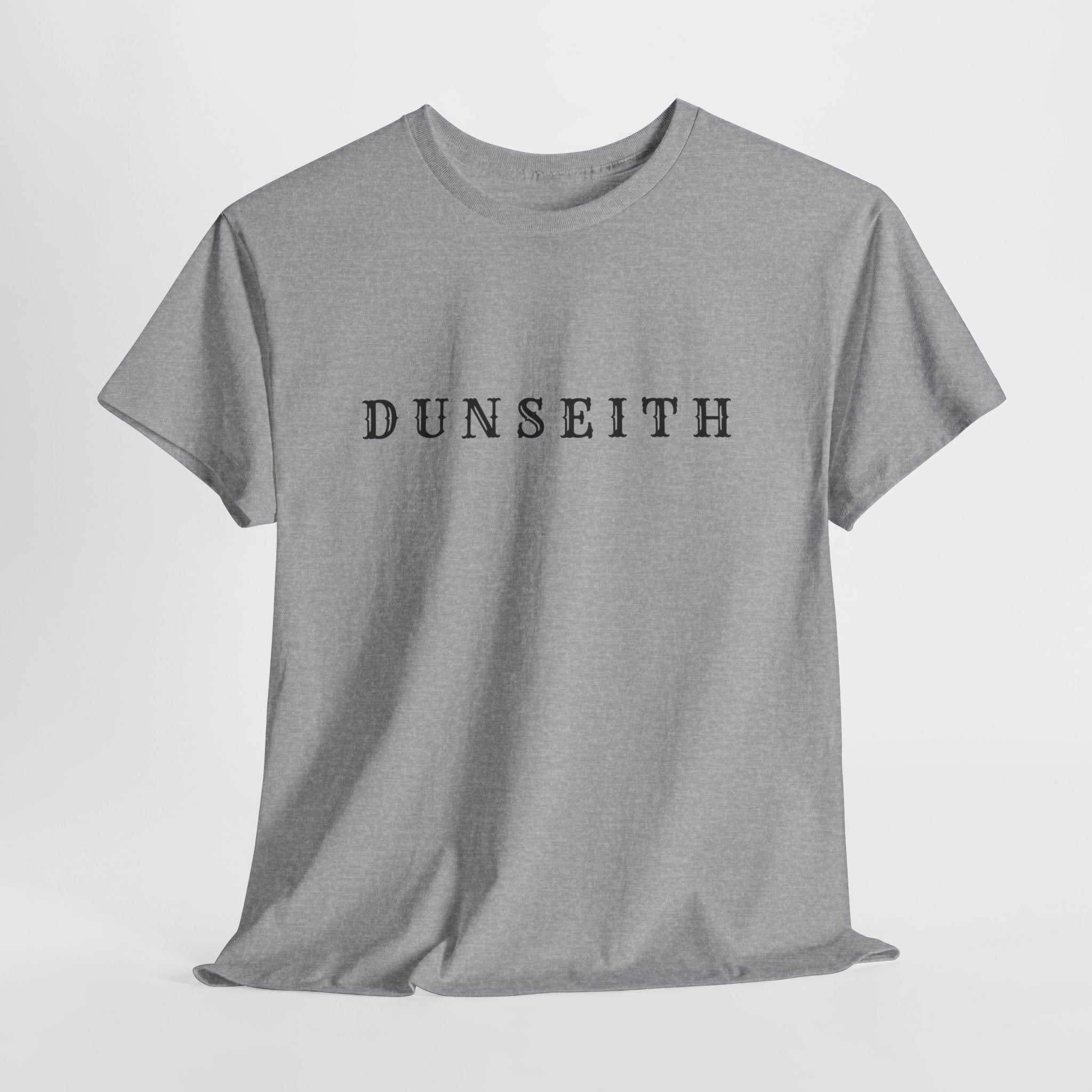 DUNSEITH Minimalist Text Tee — Classic White Graphic T-Shirt