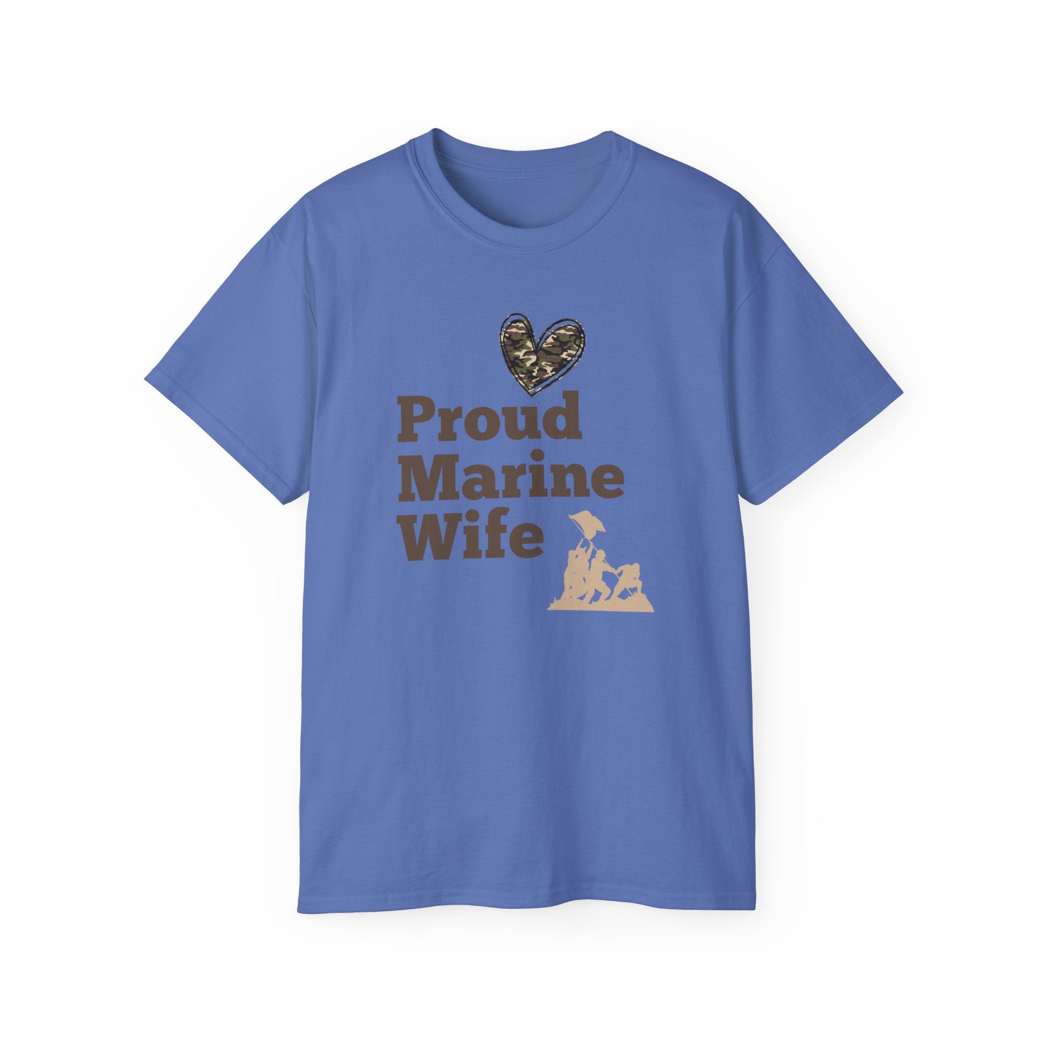 Proud Marine Wife T-Shirt — Camouflage Heart & Marine Family Tee