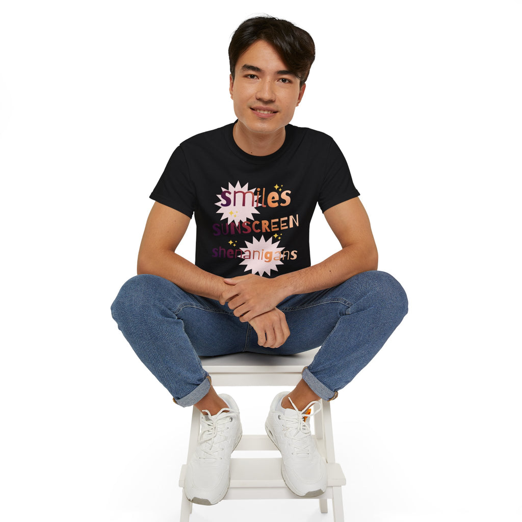 Smiles Sunscreen Shenanigans Tee — Fun Summer Beach Shirt