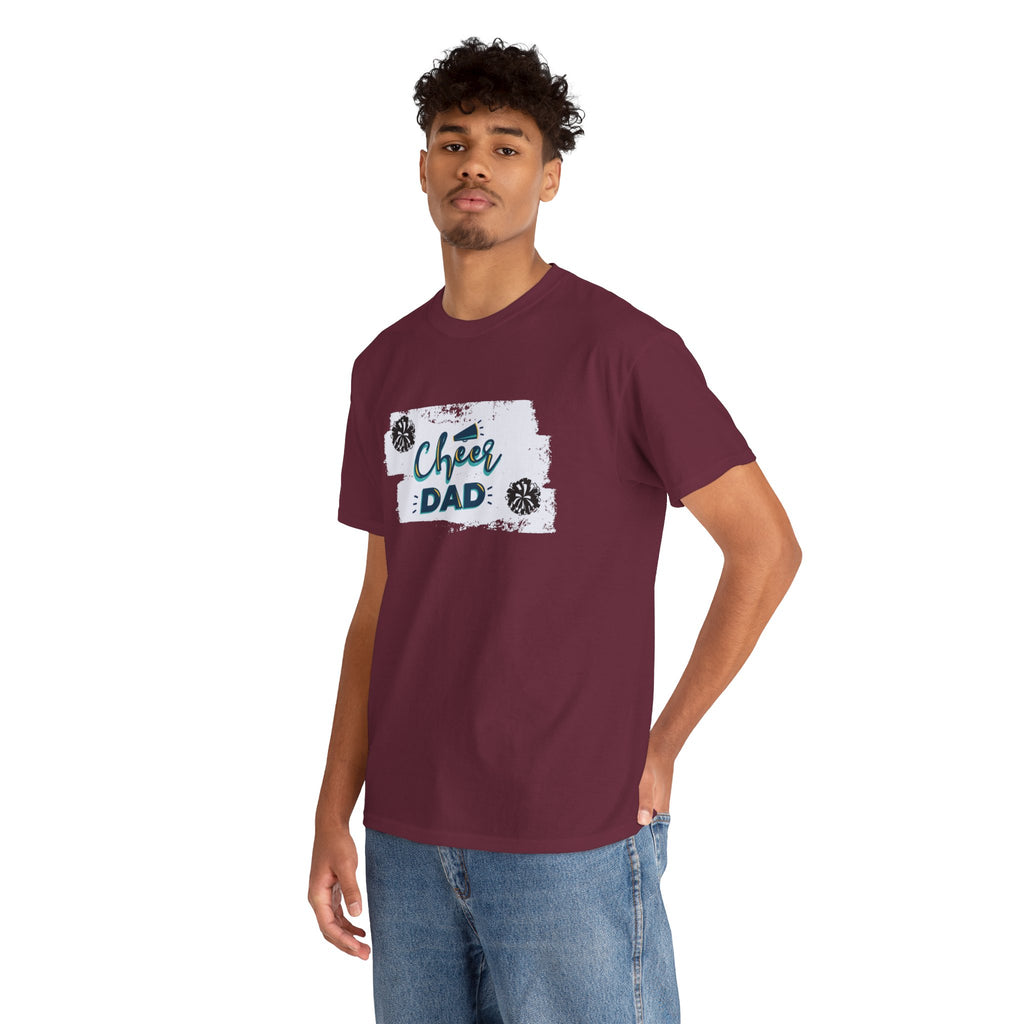 Cheer Dad T-Shirt — Cheerleading Dad Tee with Pom-Poms, Father's Day Gift