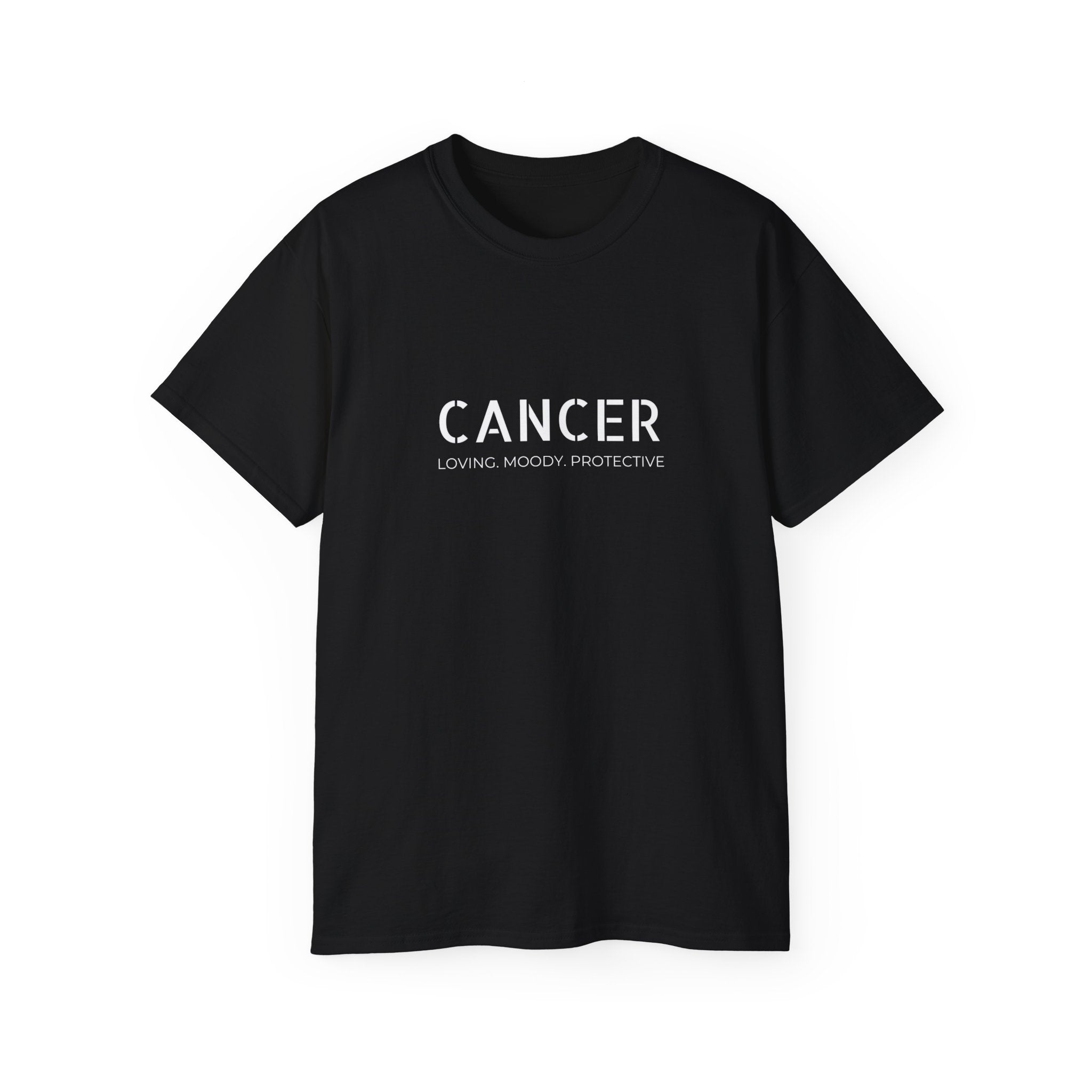 Cancer Zodiac Tee — "Loving. Moody. Protective." Astrological Birthsign T-Shirt
