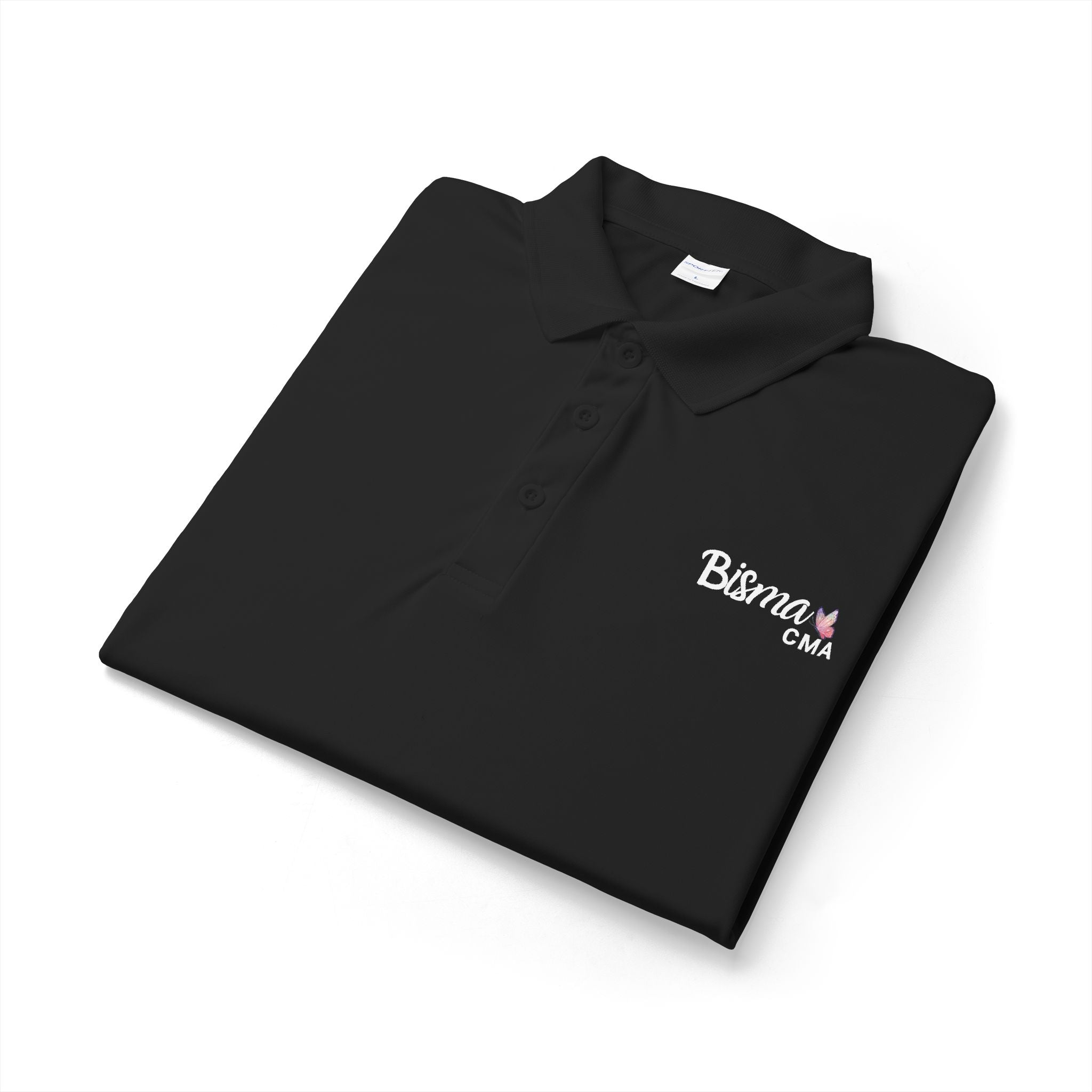 Bisma Embroidered CMA Polo Shirt — 'Butterfly' Logo Performance Golf Polo