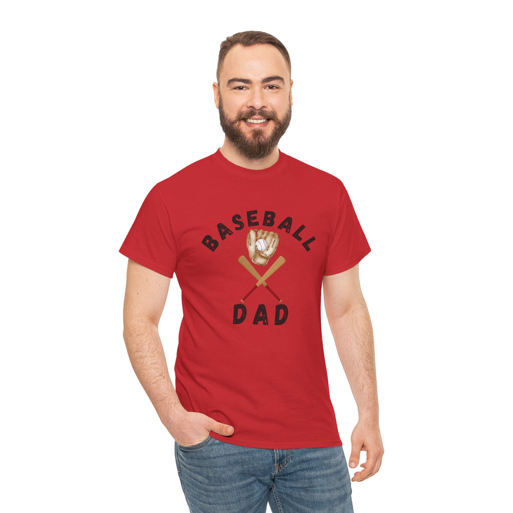 Baseball Dad Tee — Vintage Glove & Crossed Bats Graphic Shirt