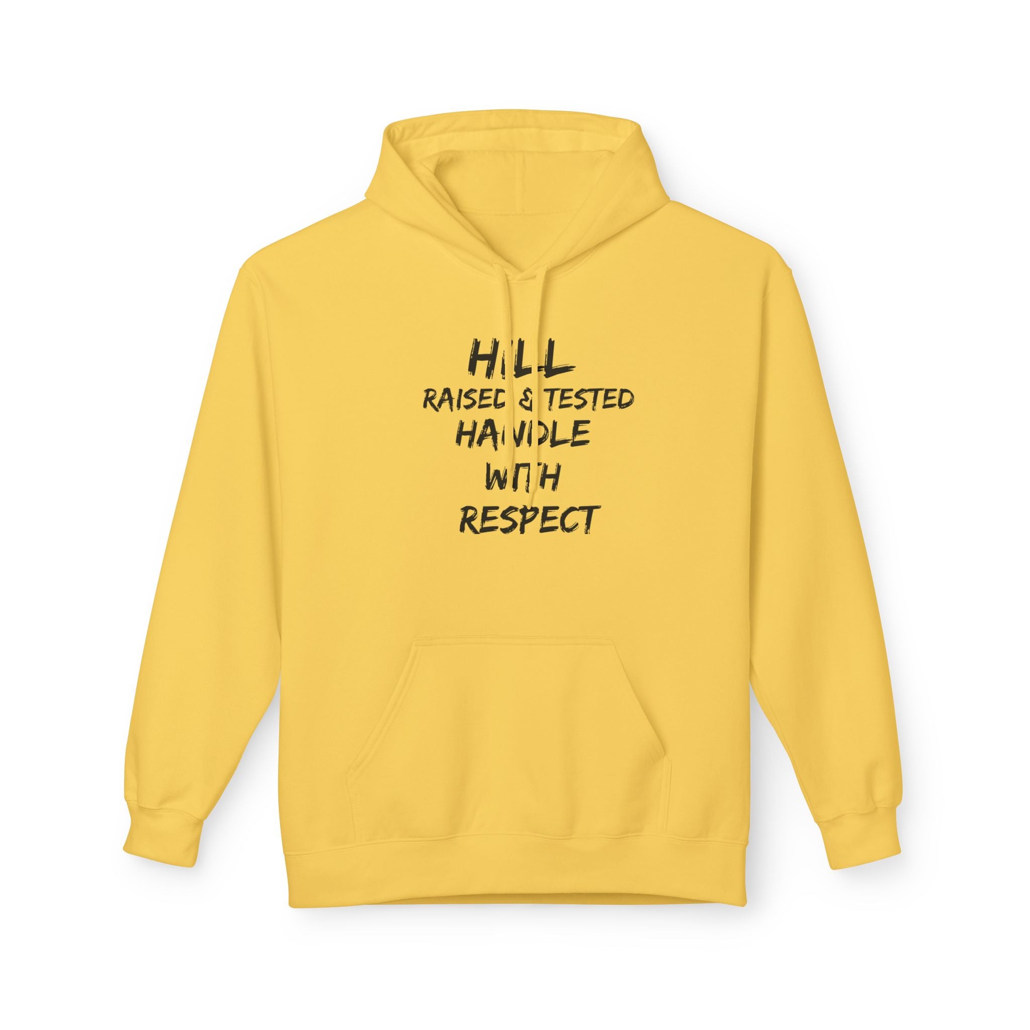 Hill District Raised & Tested Hoodie — 'Handle With Respect' Flame Graphic