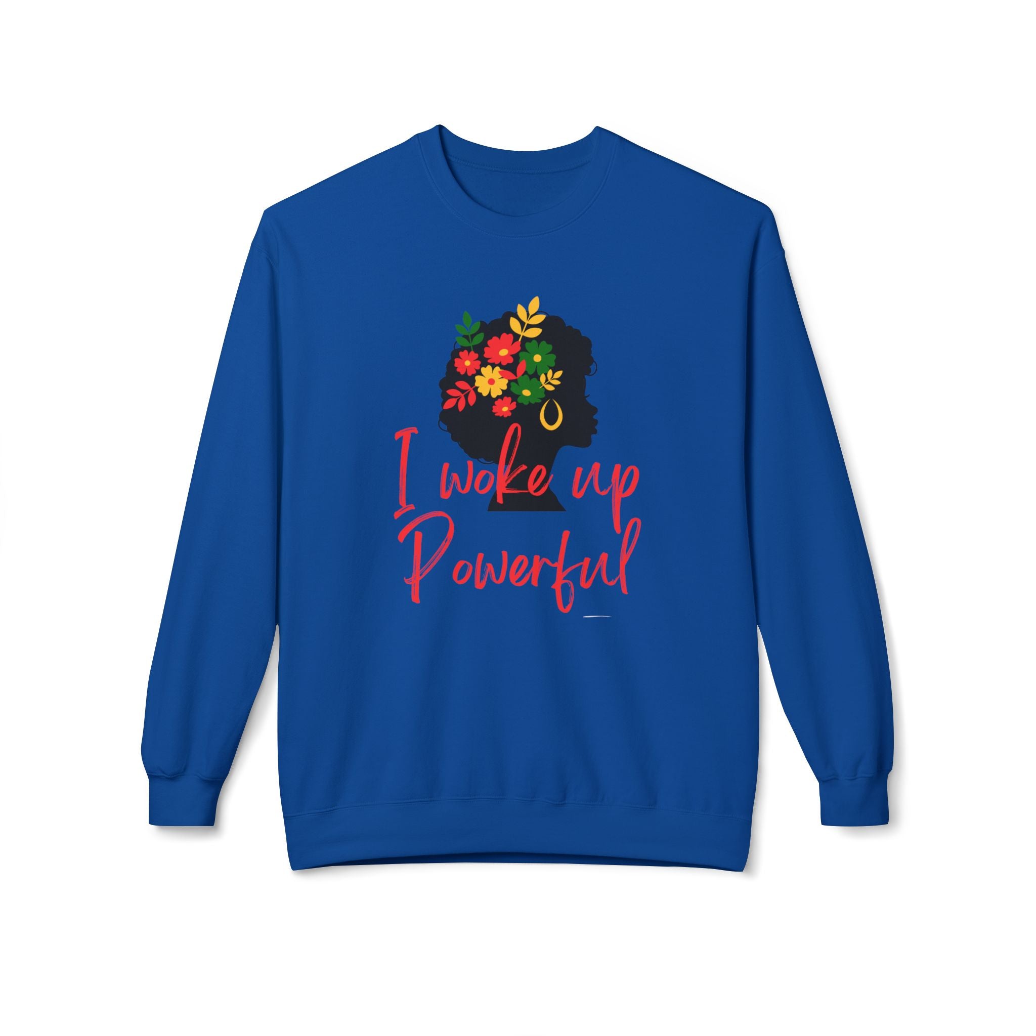 I Woke Up Powerful Crewneck Sweatshirt — Empowering Minimalist Line Art