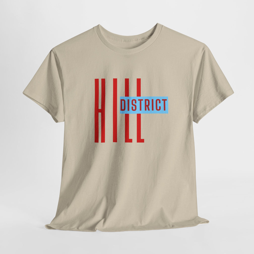 Hill District T-Shirt — Retro Red & Blue 'DISTRICT' Graphic Tee