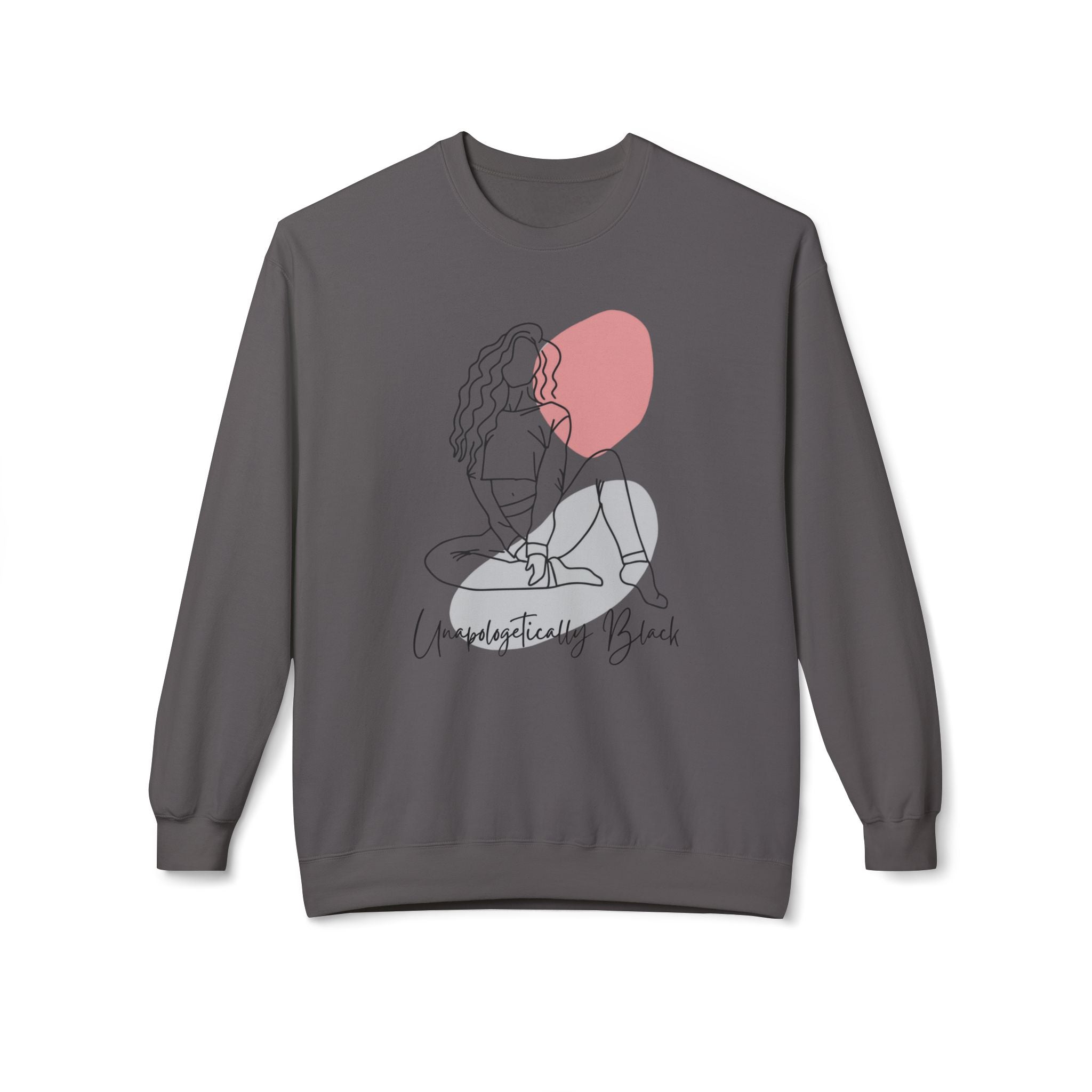 Crewneck Sweatshirt — Minimal Line Art Woman "Unapologetically Black" Graphic