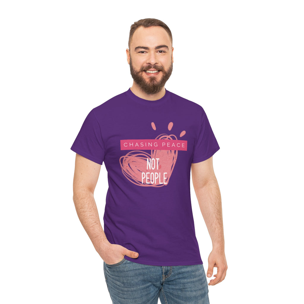 Chasing Peace Not People Tee — Pink Graphic Mental Health Awareness T‑Shirt