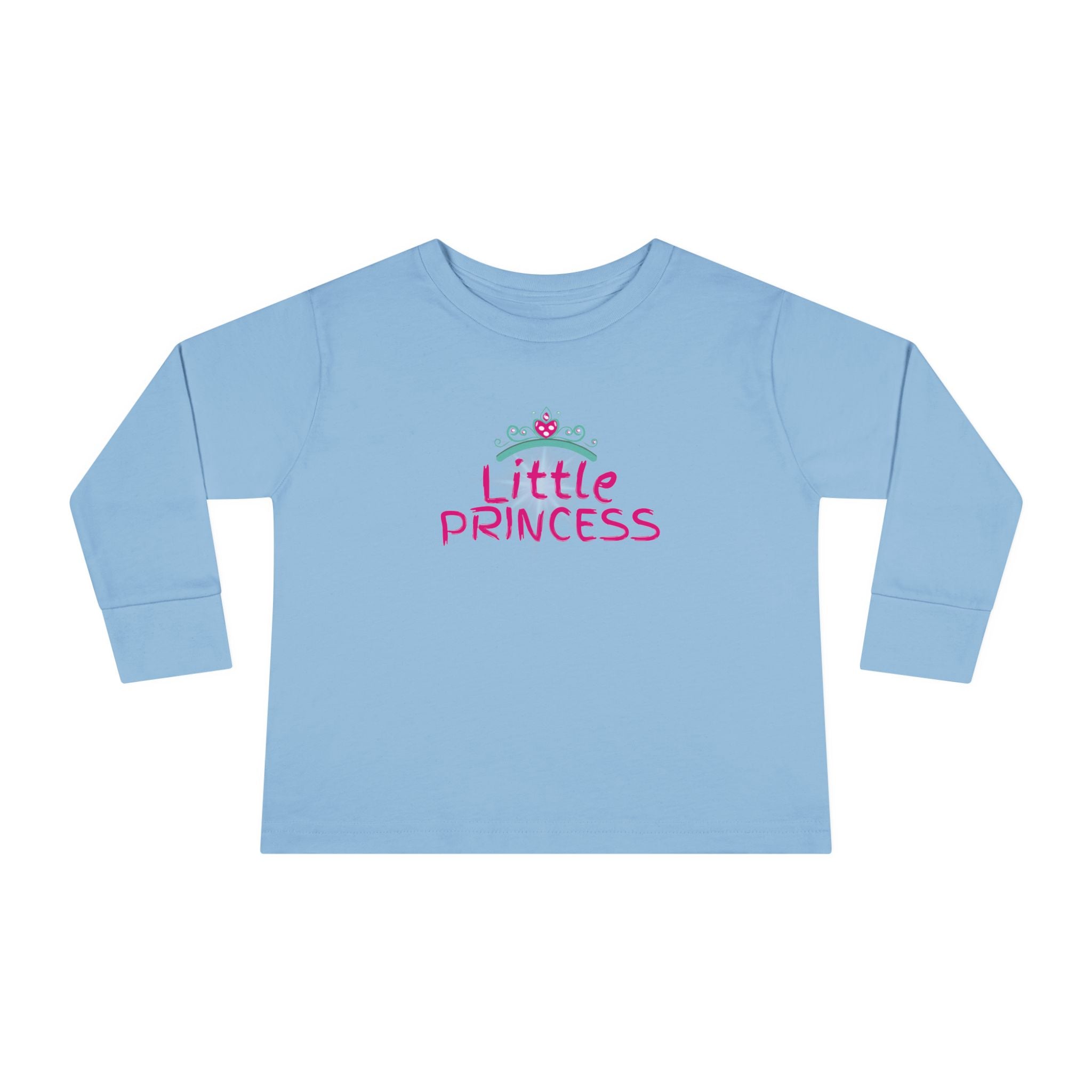 Little Princess Toddler Long Sleeve Tee – Pink Tiara & Heart Graphic