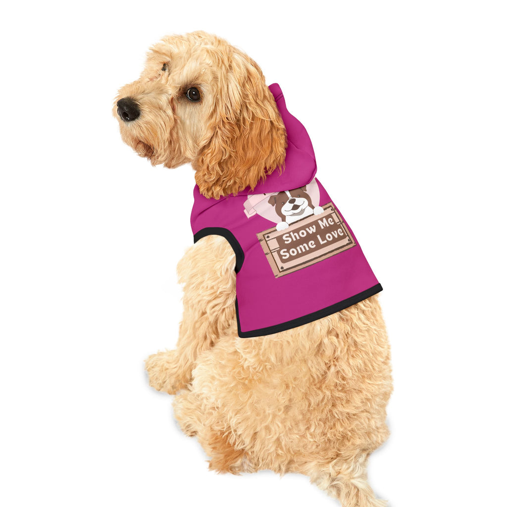 Dog Hoodie — "Show Me Some Love" Pink Pet Hoodie for Small Dogs & Puppies