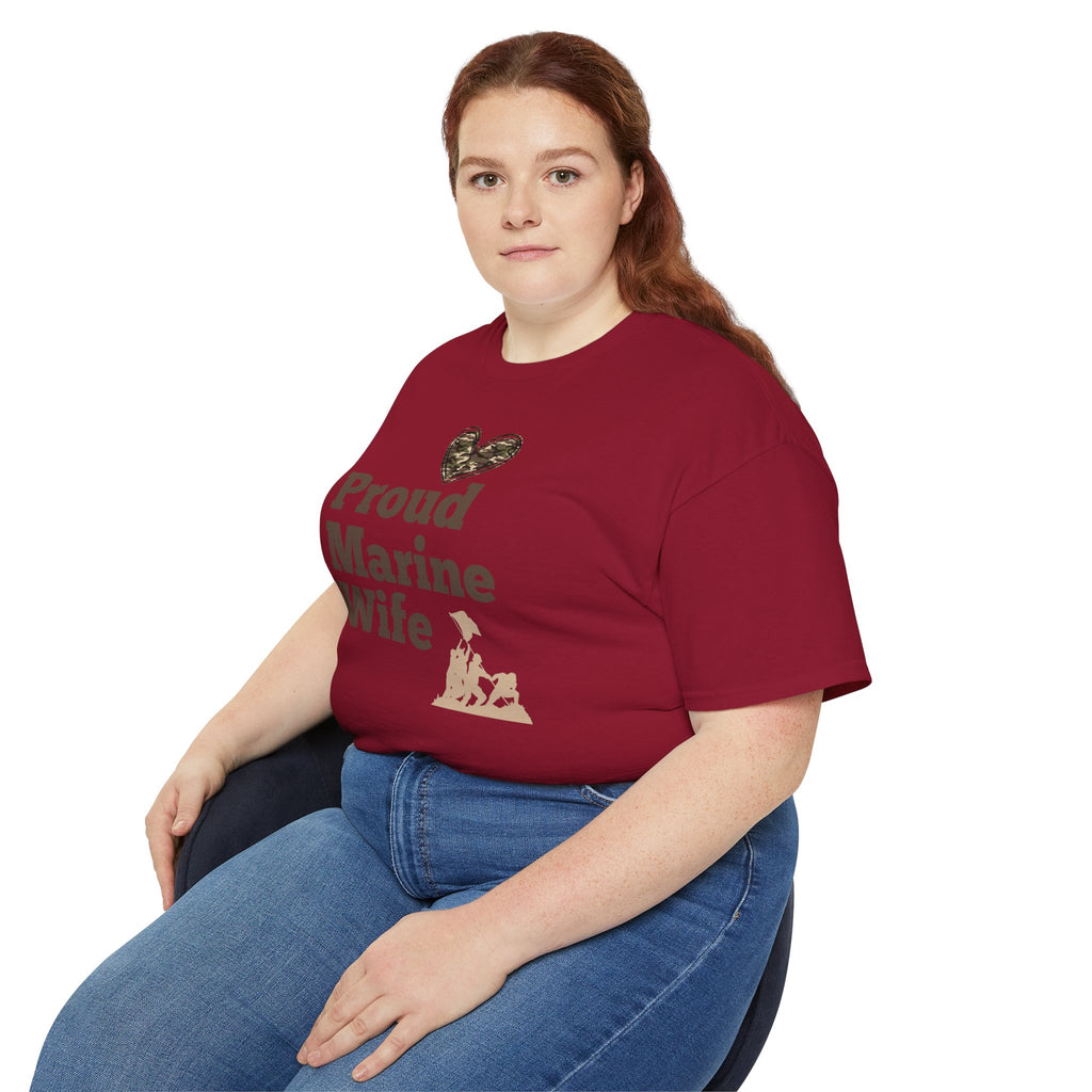 Proud Marine Wife T-Shirt — Camouflage Heart & Marine Family Tee