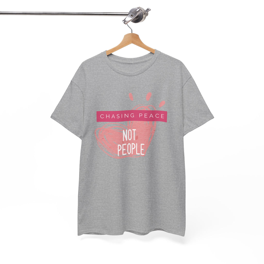 Chasing Peace Not People Tee — Pink Graphic Mental Health Awareness T‑Shirt