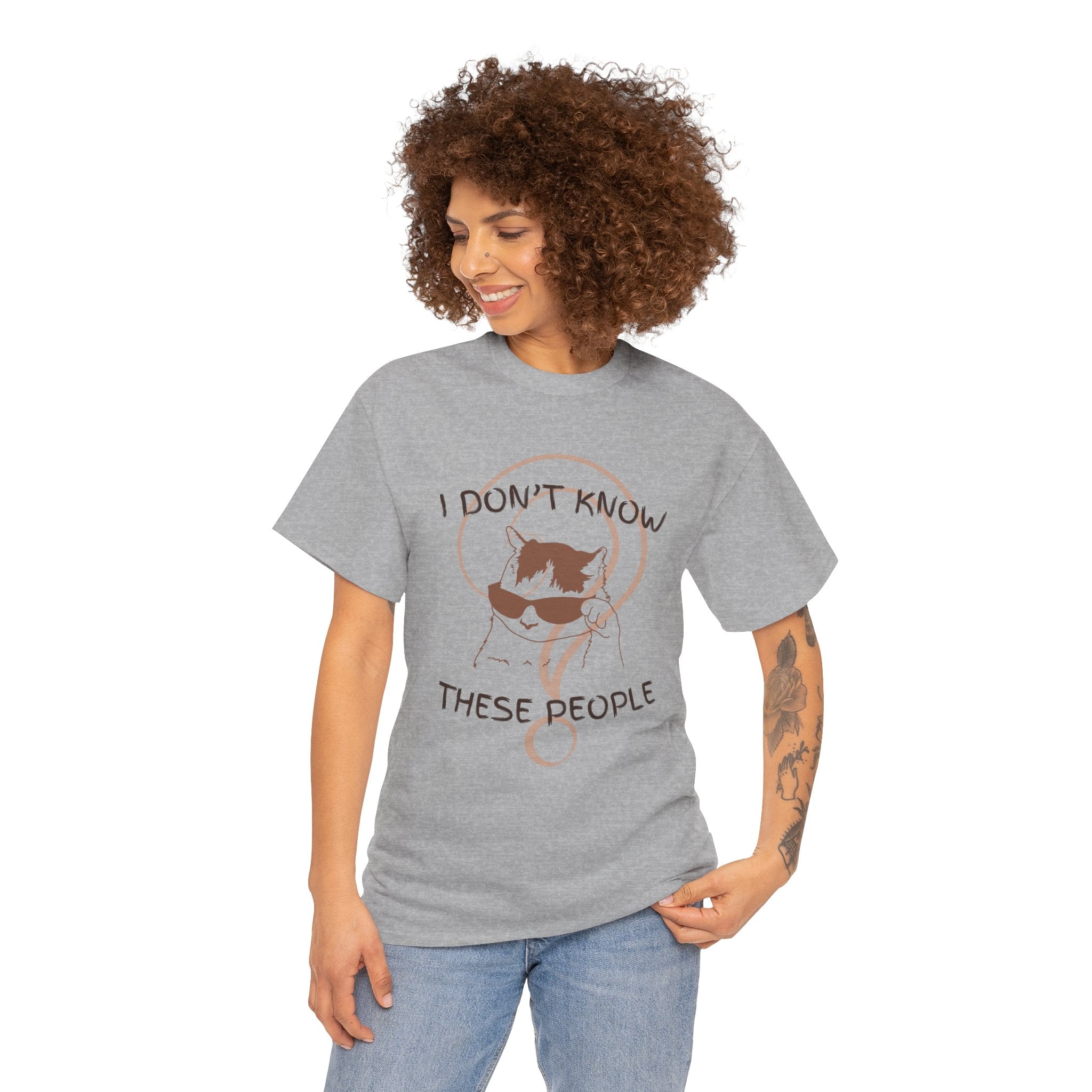 Cat Graphic Tee — "I Don't Know These People" Introvert Humor Shirt