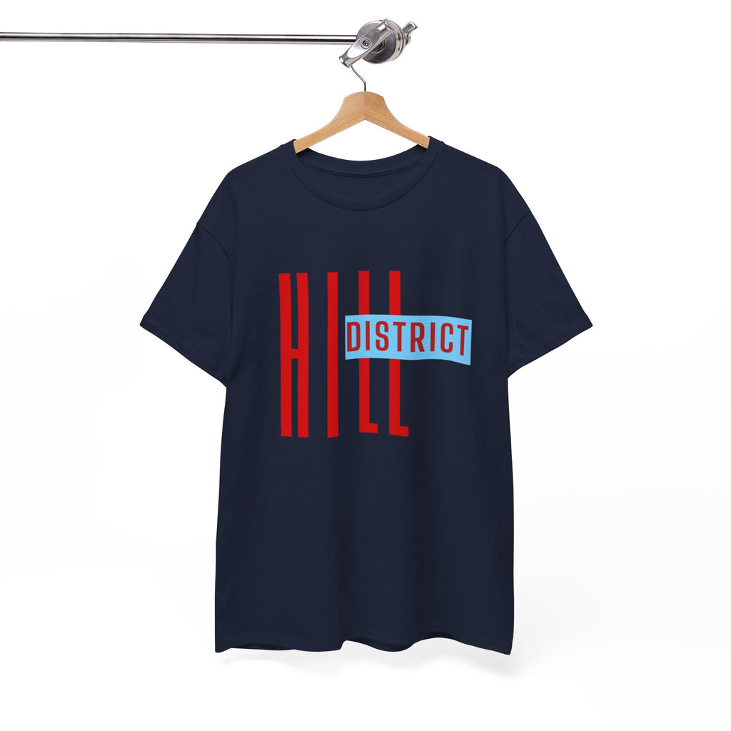 Hill District T-Shirt — Retro Red & Blue 'DISTRICT' Graphic Tee