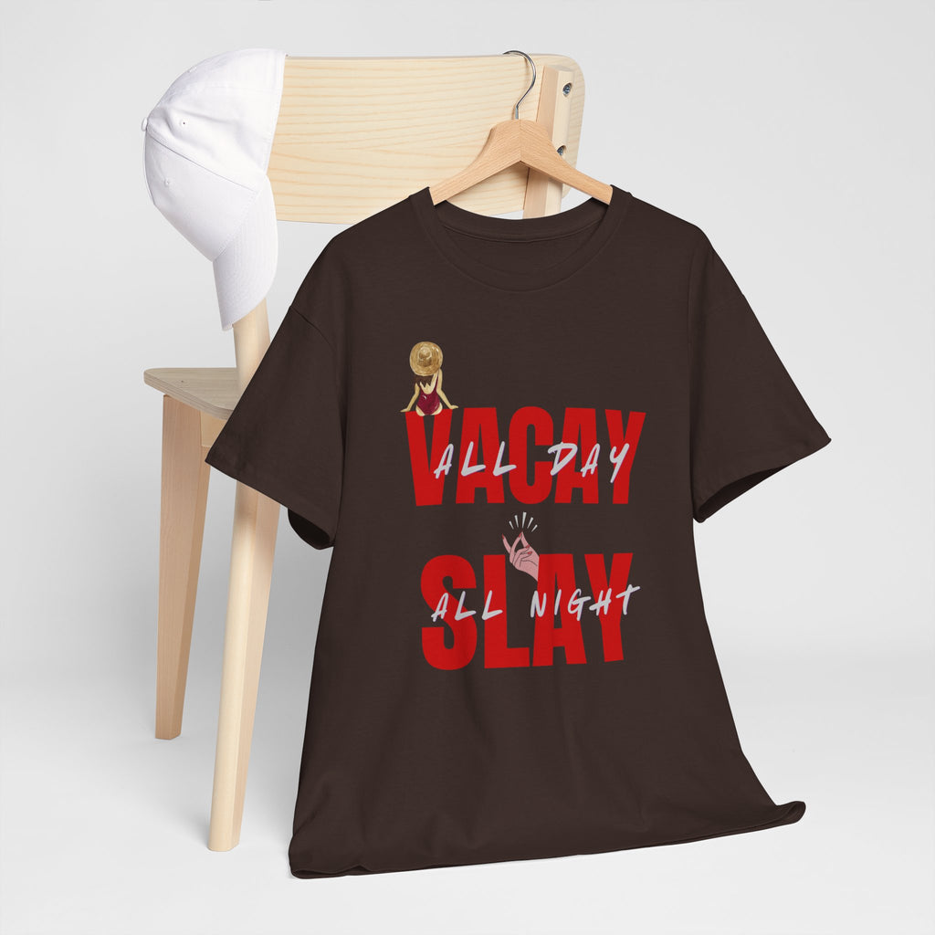 Slay All Night Graphic Tee — "Slay All Night" Red Text Party Shirt