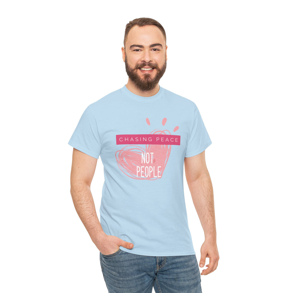 Chasing Peace Not People Tee — Pink Graphic Mental Health Awareness T‑Shirt