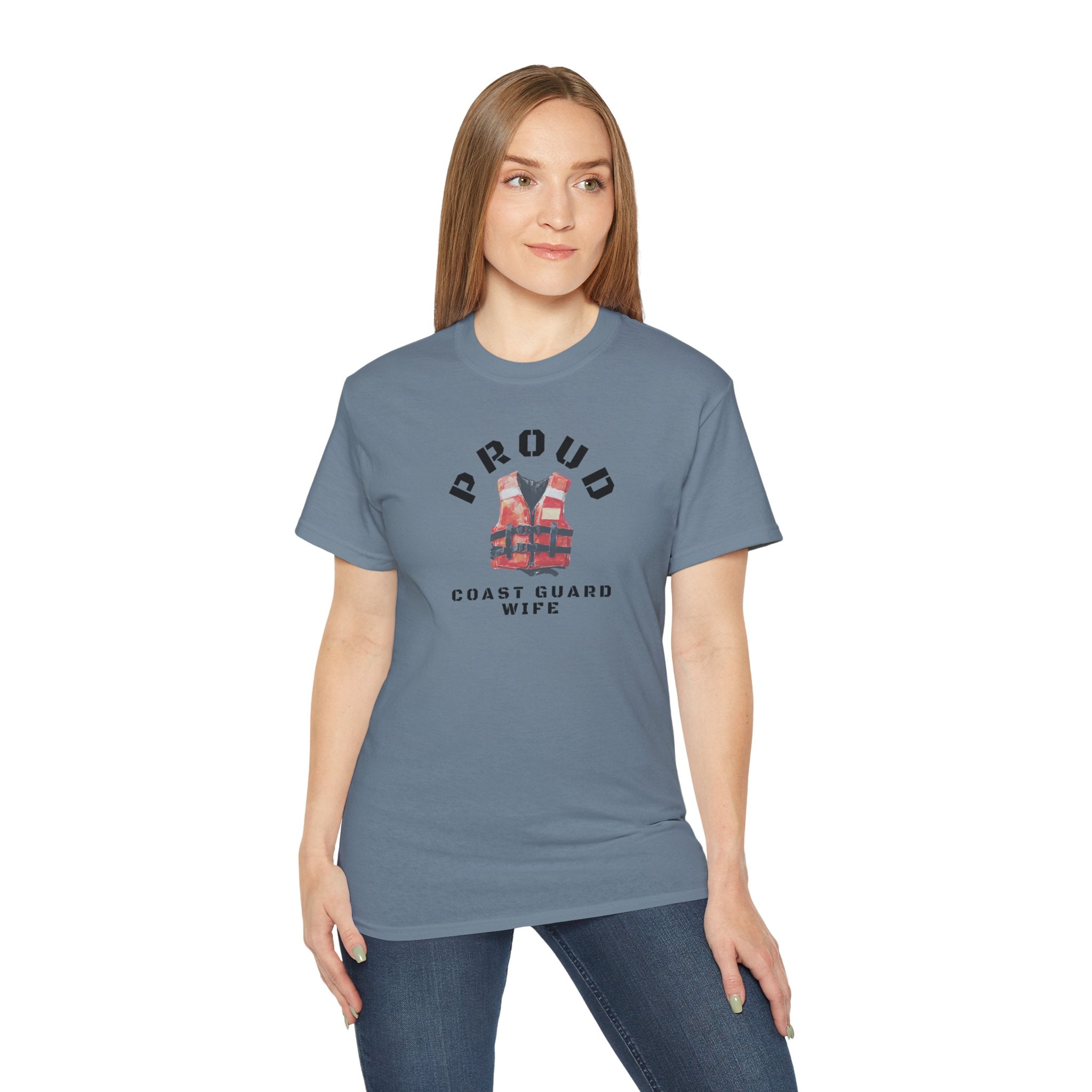 Proud Coast Guard Wife T-Shirt — Life Vest Graphic Tee for Military Spouses