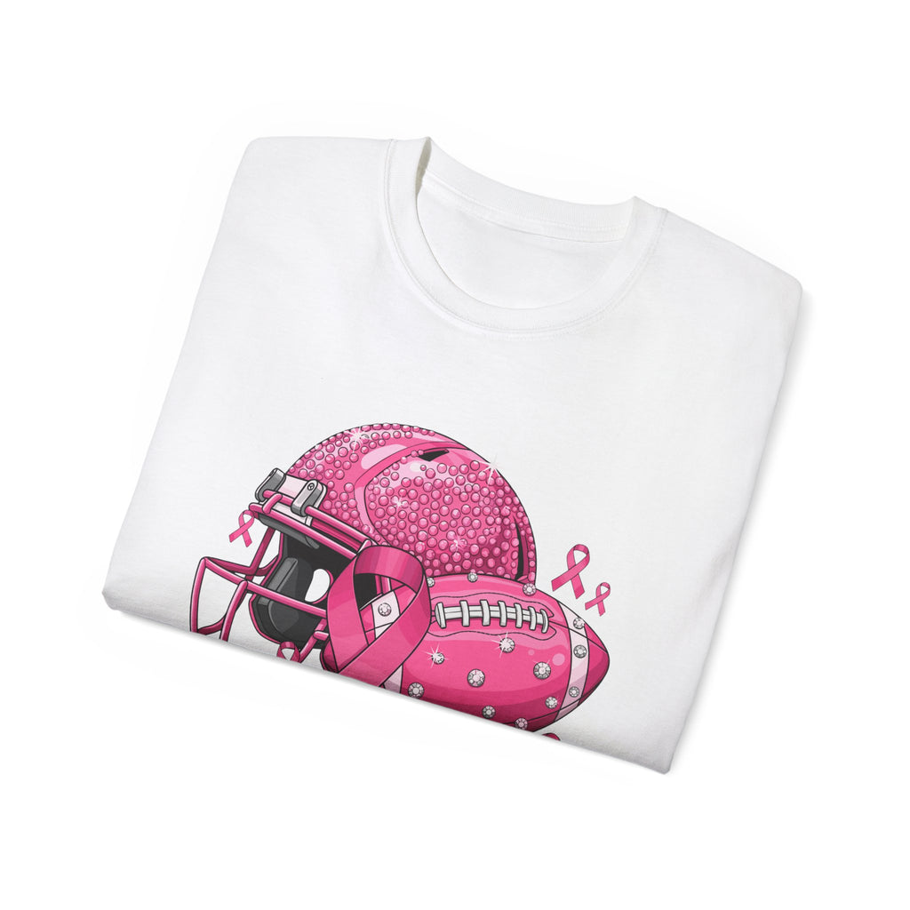 Breast Cancer Awareness Football Helmet T-Shirt – Pink Ribbon Support Tee