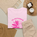 Breast Cancer Awareness Tee — "In October We Wear Pink" Floral Design