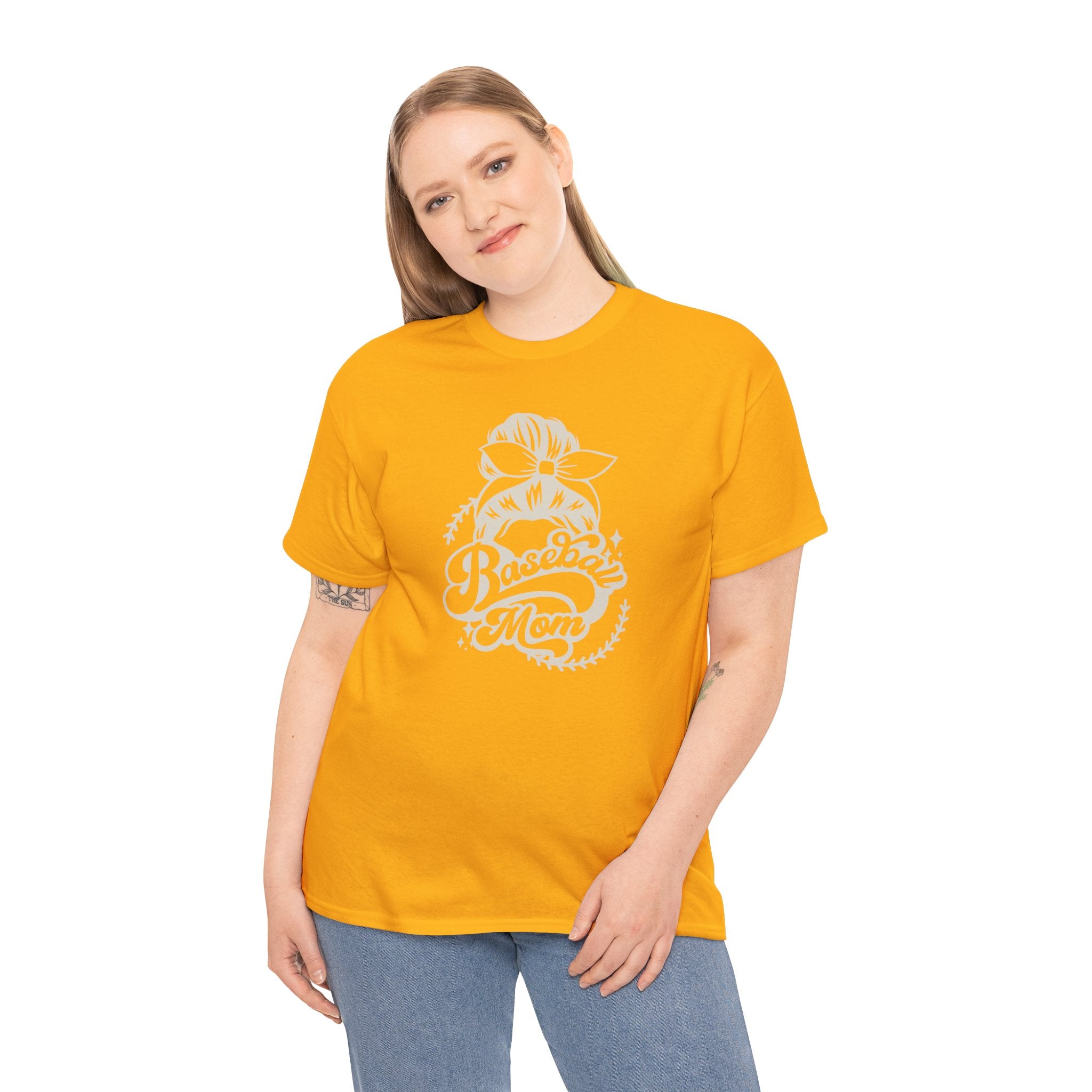 Baseball Mom Tee — Messy Bun Graphic Shirt for Proud Baseball Moms