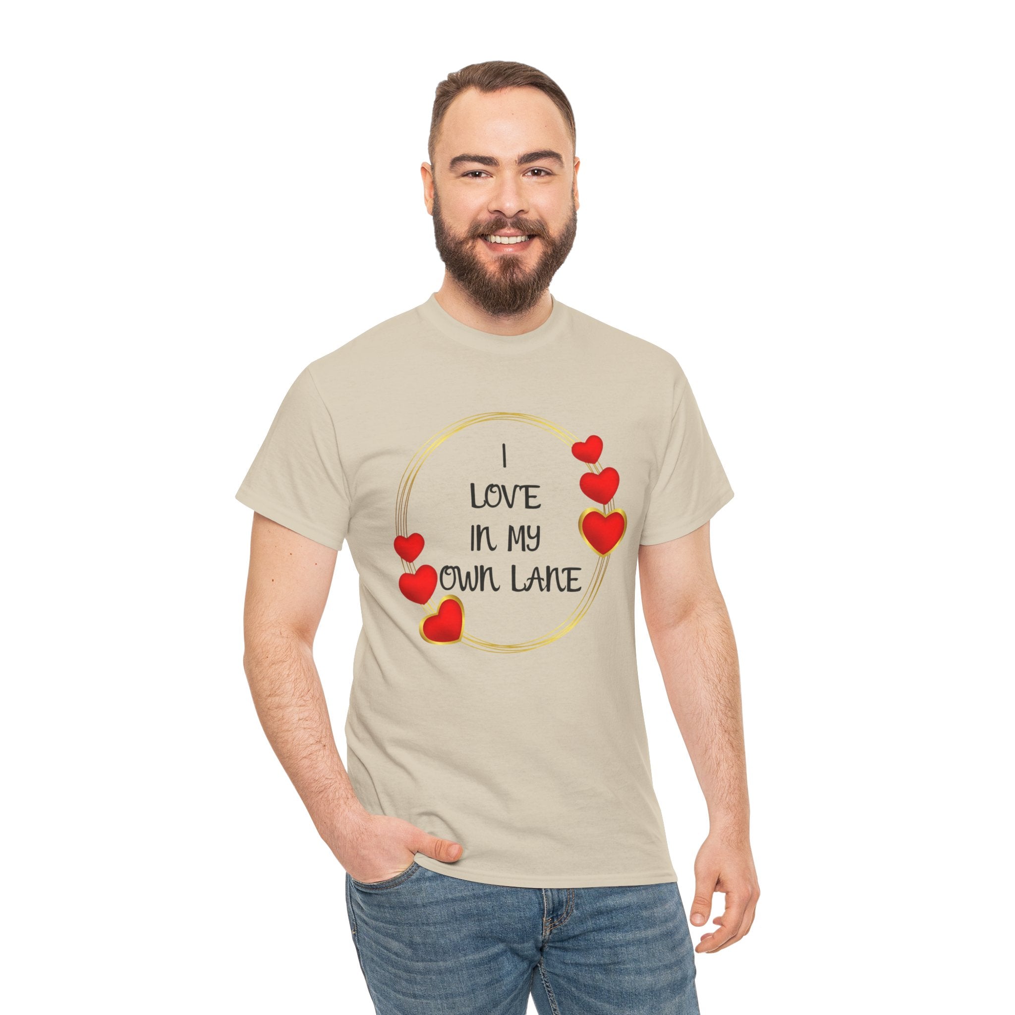 T-Shirt — "I Love In My Own Lane" Heart Graphic Self-Love Tee