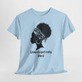 Meditative Woman Line Art Tee – "Unapologetically Black" Cotton T‑Shirt