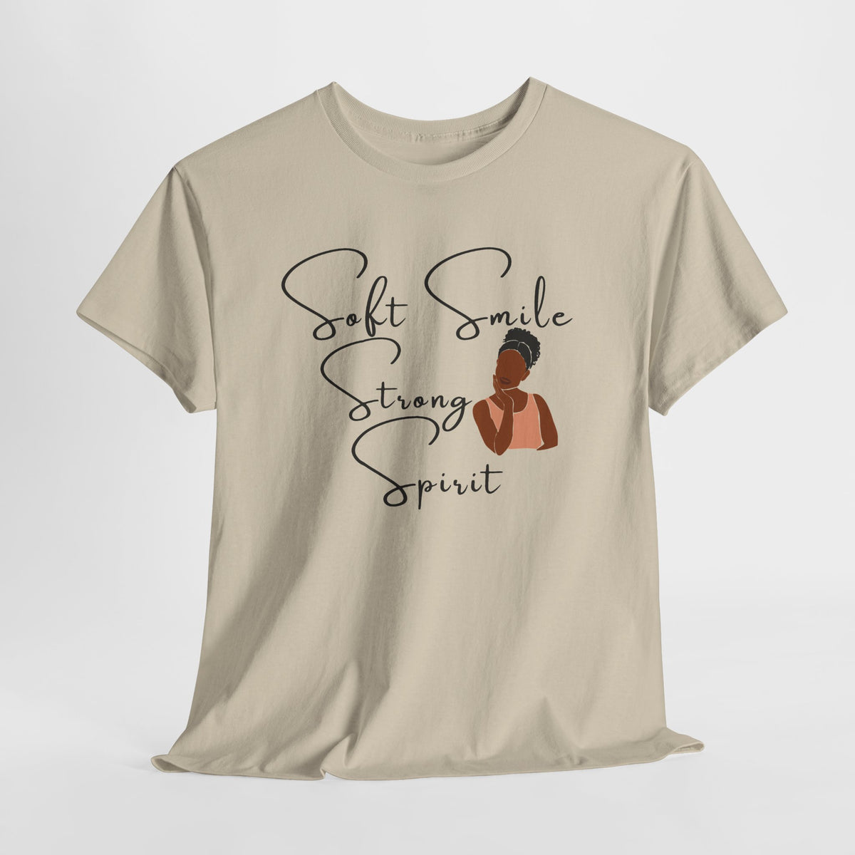 Soft Smile Strong Spirit Tee — Minimal Line Art Inspirational T-Shirt