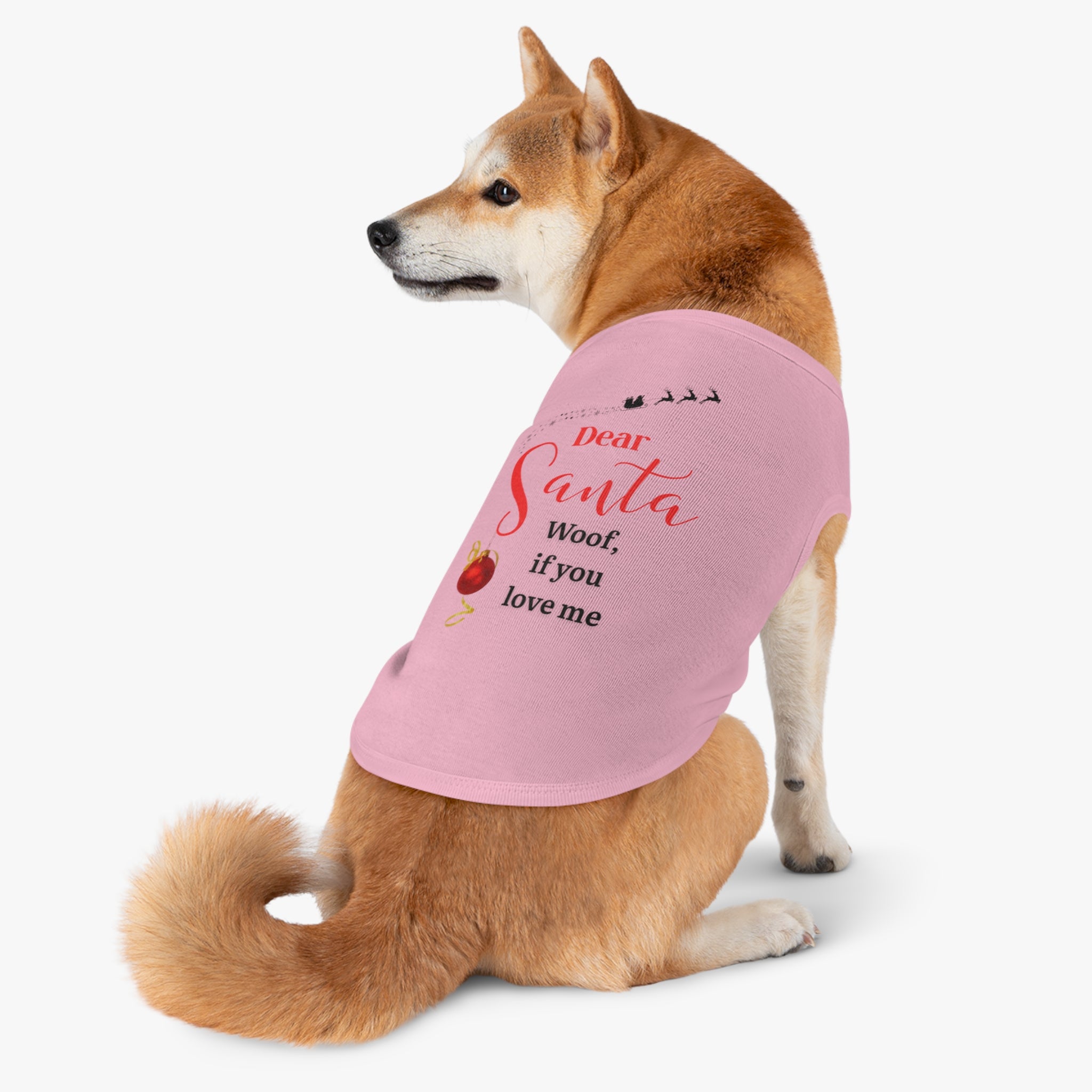 Dear Santa, Woof...Festive Pet Tank Top - "Dear Santa" Design, Christmas Pet Gift, Holiday Apparel, Cute Dog Shirt, Seasonal Canine Wear