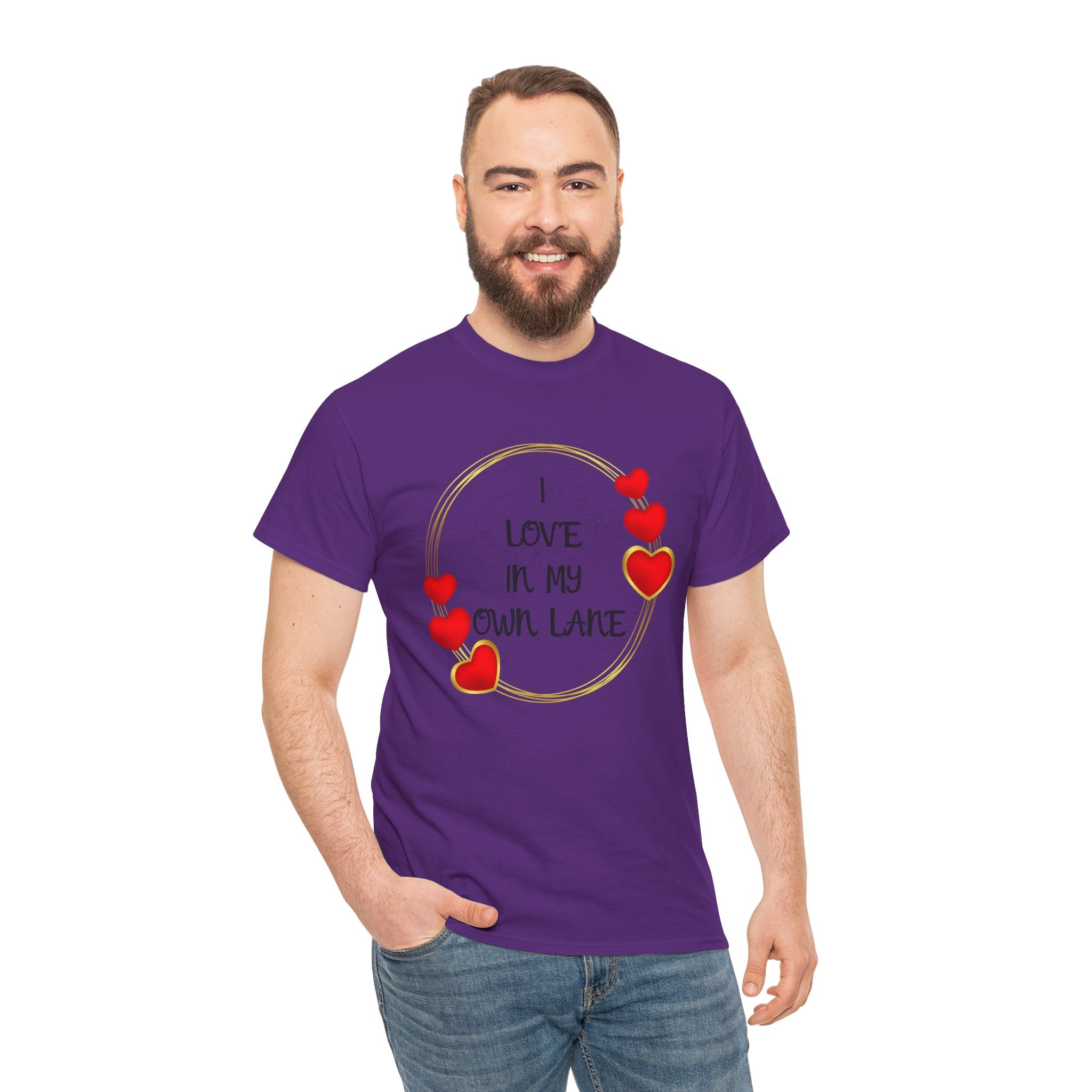 T-Shirt — "I Love In My Own Lane" Heart Graphic Self-Love Tee
