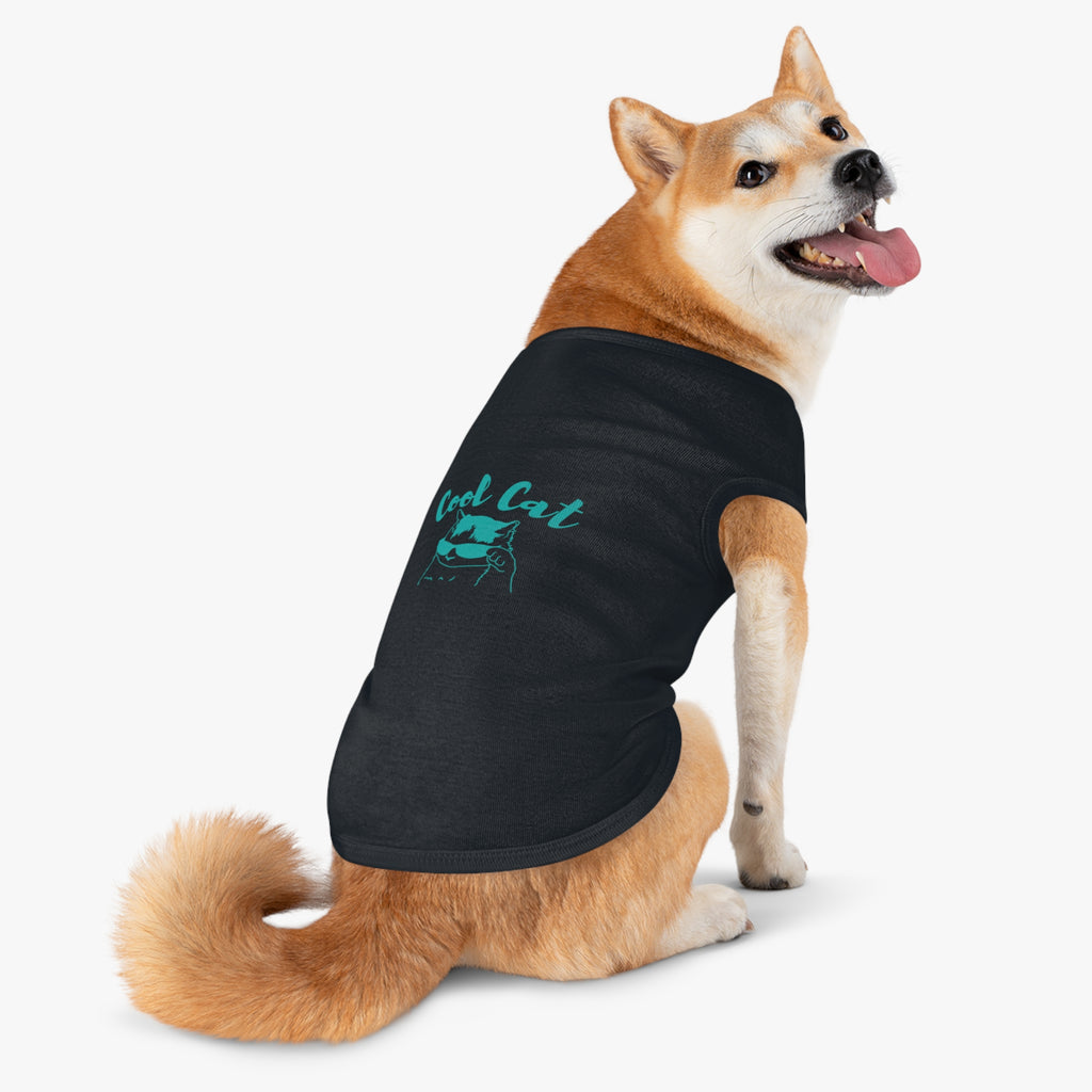Cool Cat Pet Tank Top — Teal "Cool Cat" Graphic Dog & Cat Shirt