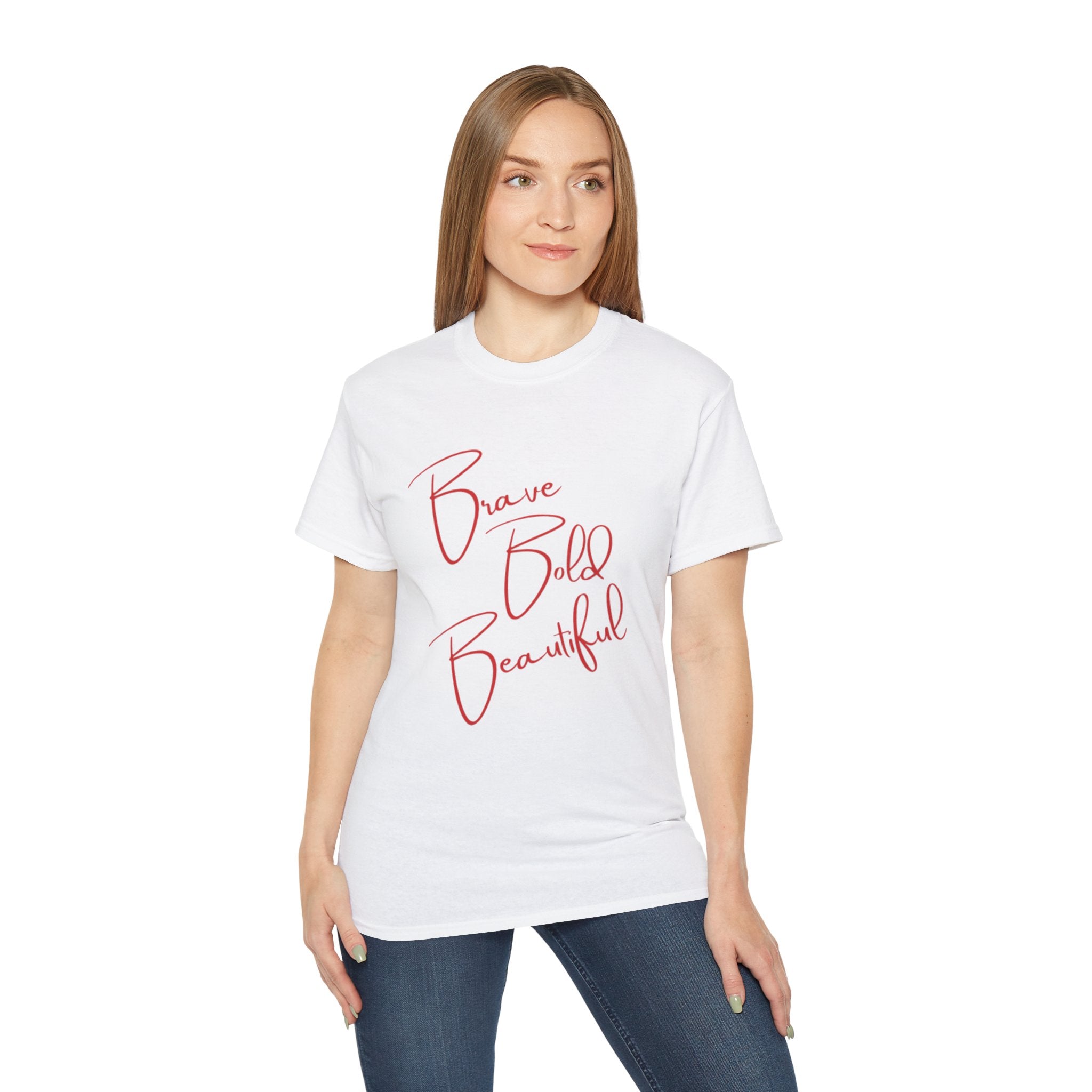 Brave Bold Beautiful Tee — Inspirational Script Women's T‑Shirt