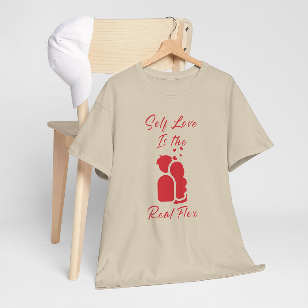 T-Shirt — "Self Love Is The Real Flex" Romantic Couple Graphic Tee