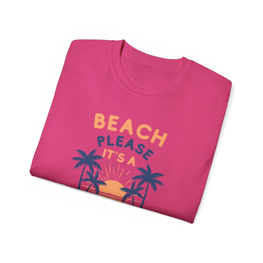 Beach Please It's a Girl's Trip Tee — Tropical Palm Sunset Vacation Shirt