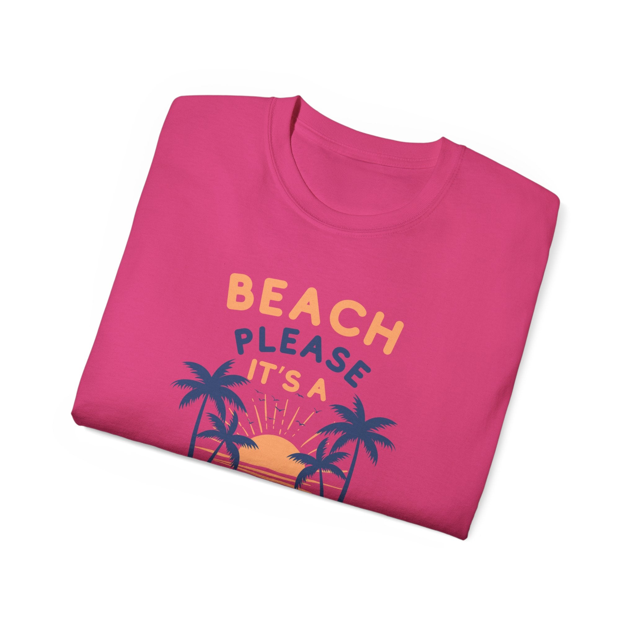 Beach Please It's a Girl's Trip Tee — Tropical Palm Sunset Vacation Shirt